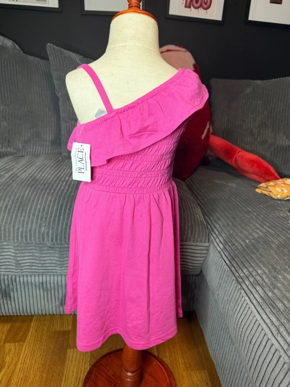 Pink off the shoulder kids midi dress with ruffle detail
Size 3t - Picture 2 of 2
